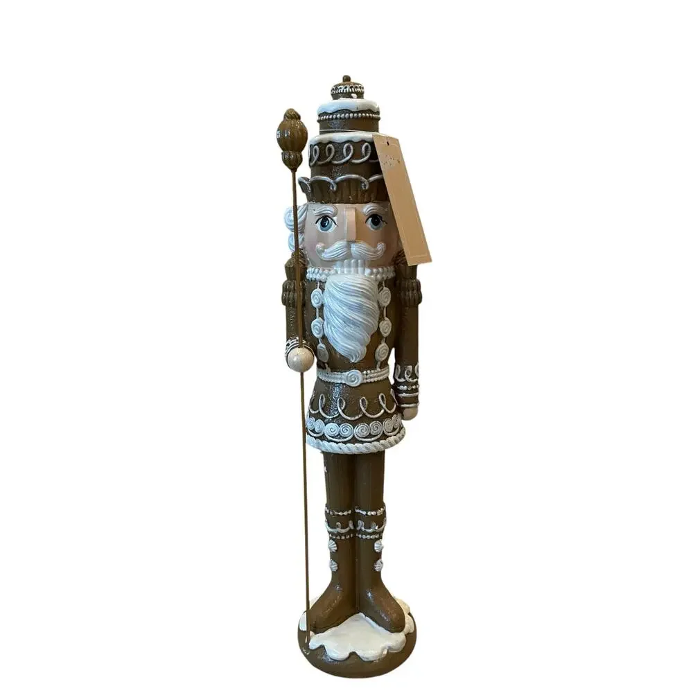 Peppermint Square Christmas GINGERBREAD NUTCRACKER 14in Brown Holiday NEW